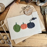 紙刺繍｜ハロウィンカード｜かぼちゃたちの団らん