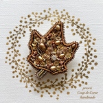 Gold Leaf 〜Coup de Coeur〜ビーズ刺繍ブローチ