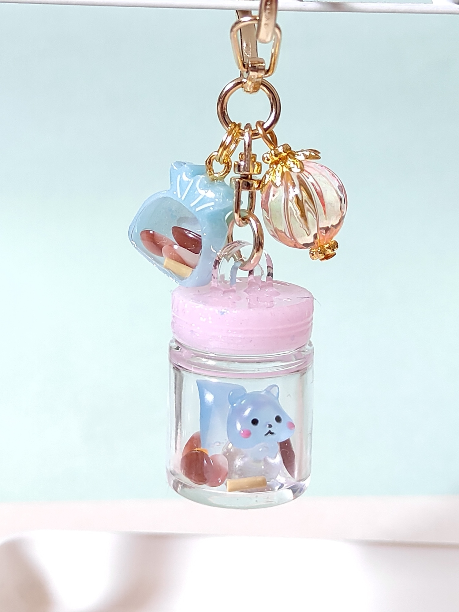 チョコ多め！チョコミントドリンクソフトクリームキーホルダー レジン