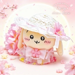 ぬい服 10cm 着せ替え ちいかわ 桜 お花見 花柄 ワンピース 麦わら帽子 3点セット ピンク 可愛い
