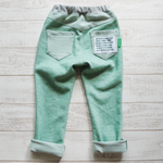 【li様ご依頼品】size110☆緑ヒッコリーデニムニットパンツ