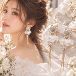 ベージュシフォンのangelピアス、イヤリング💕結婚式にも🥺🫶