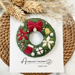 刺繍ブローチ✳︎クリスマスリース