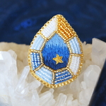 星のインクルージョン　宝石のビーズ刺繍ブローチ