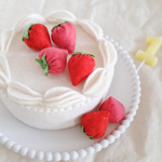 【お得なセット】お子様のバースデーフォトにꕤ︎︎落としても壊れない！いちごのフェルトケーキセット フェイクケーキ  バースデー おうちフォト お誕生日 推し活 赤ちゃん 子ども 軽量
