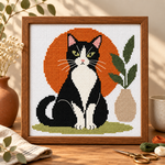  (刺繍キット販売)  白黒猫  テラコッタの午後  クロスステッチ