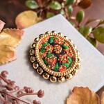 ✤リトルガーデン（金木犀）/ビーズ刺繍ブローチ