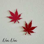 秋の落とし物🍁もみじの刺繍アイロンワッペン 2枚セット　＊シールタイプもあります＊ 