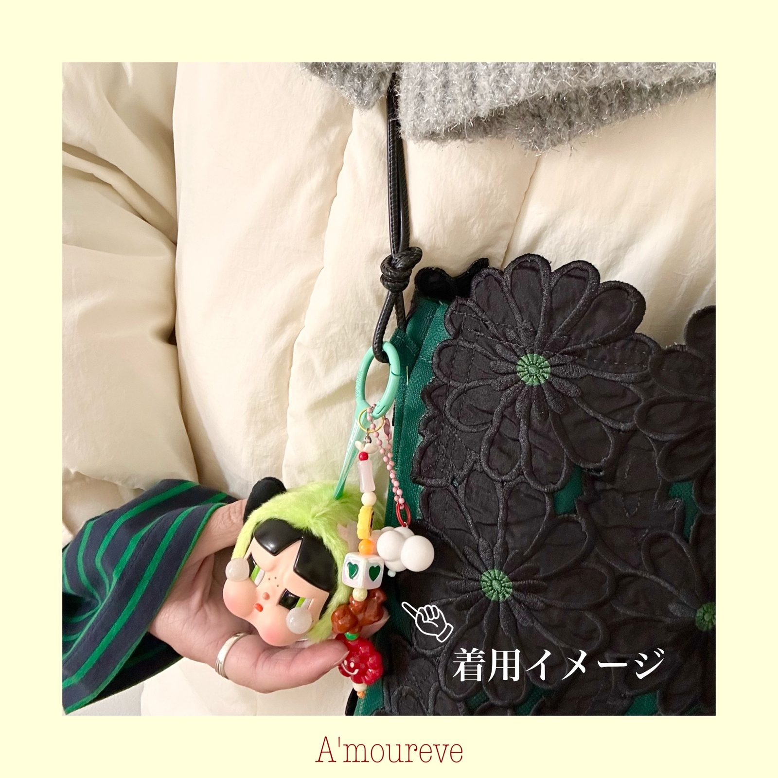 no.724／a'moureveビーズアクセサリー ハンドメイド 韓国 古着 - 𝔸