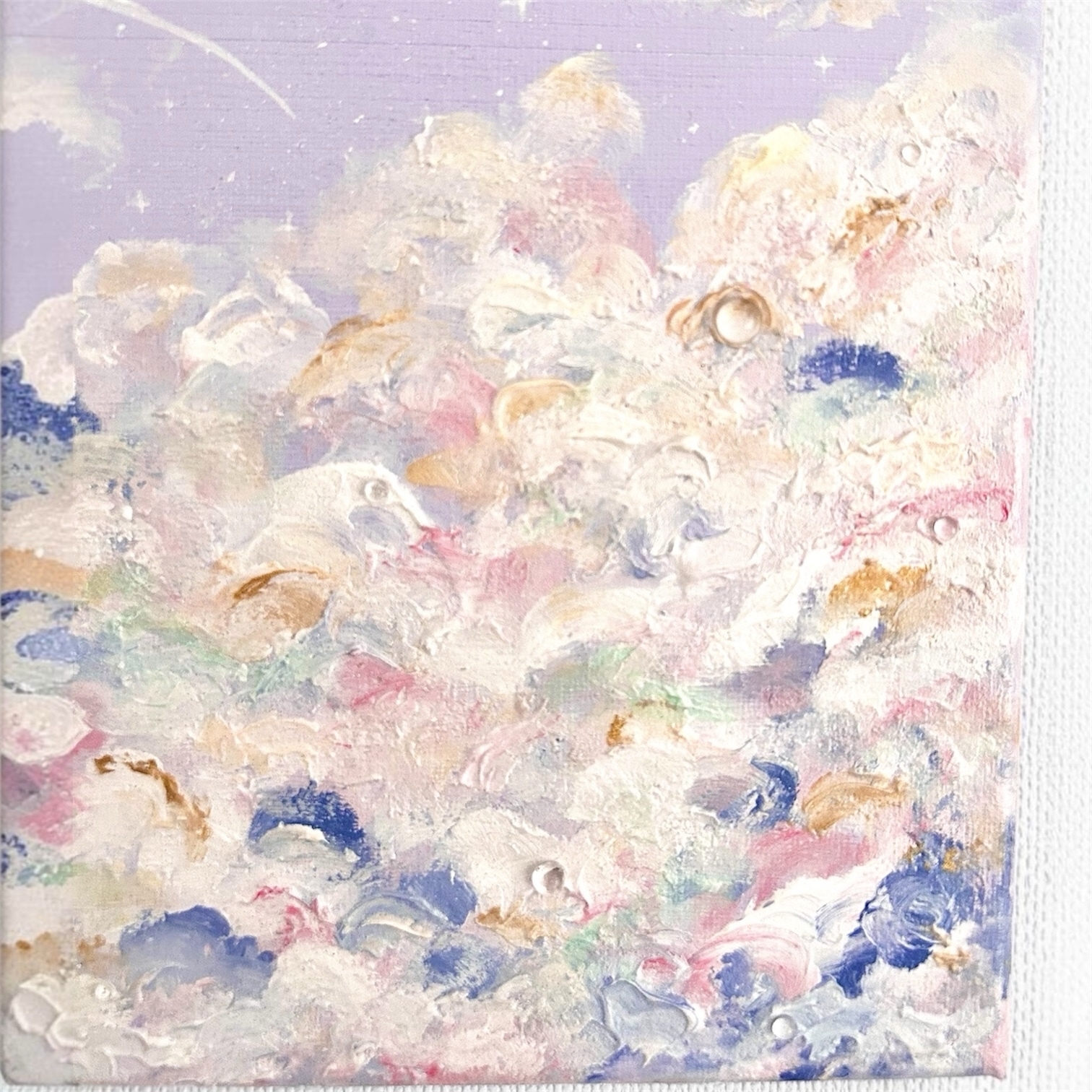 原画】「夜空と三日月」テクスチャーアート アート 絵画 アクリル画
