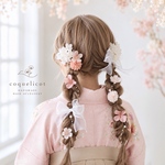 桜 髪飾り リボン ホワイト　白 ／ウェディング 結婚式 前撮り撮影 お誕生日フォト 七五三  成人式 卒業式