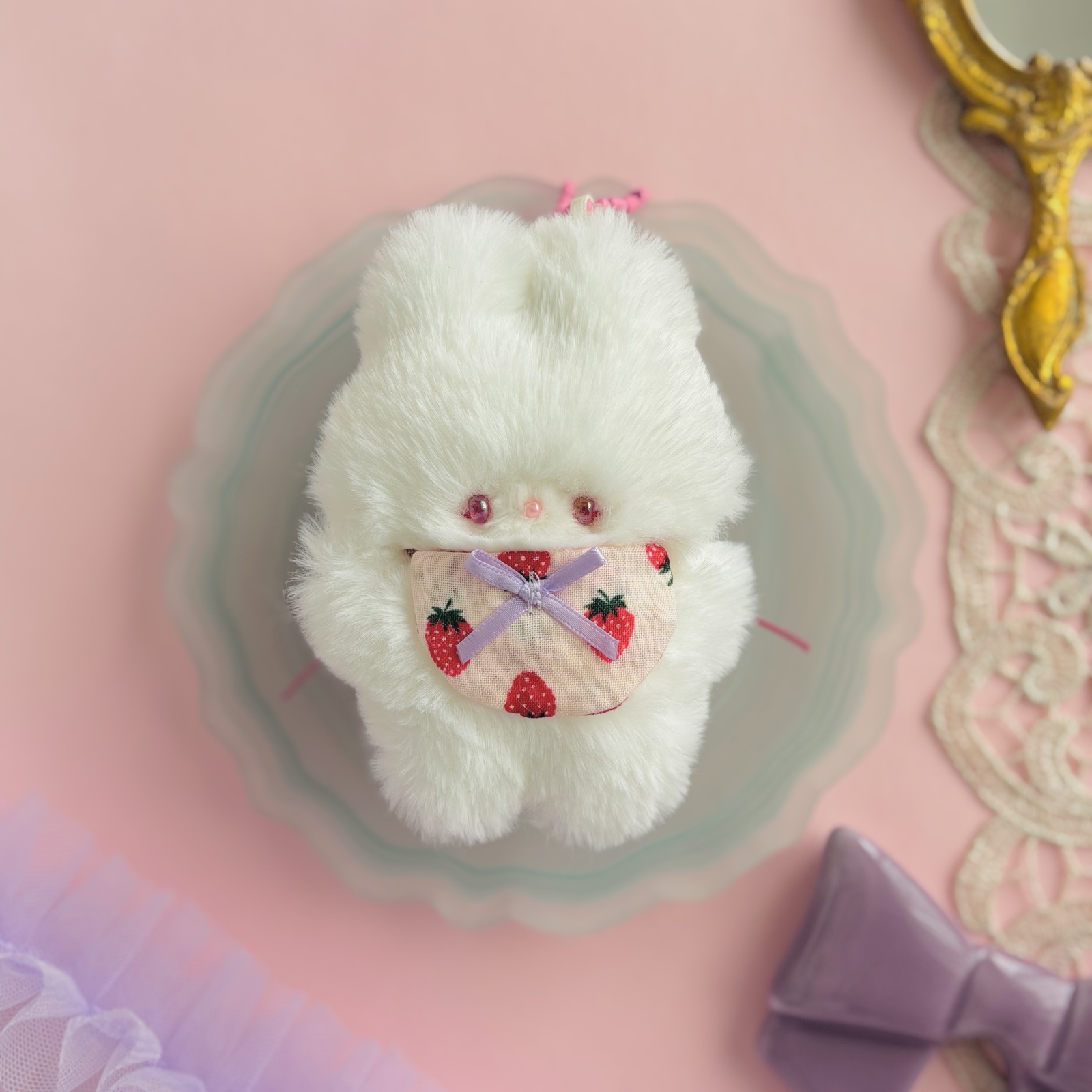 頭にウサギを乗っけたよ♪ うさぎ ♡手のひらサイズのぬいぐるみ♡②