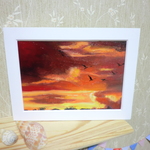 油絵　『夕焼け』no3　額付き