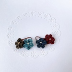 ＊とっても小さなお花 2連ヘアゴム　2個  お花1.7cm  ベビー  キッズ　からまないゴムM  レース糸49色