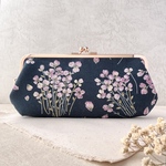     上品に華やぐ がま口長財布｜和モダン 花柄 ネイビー ピンク 上品 大人可愛い がま口財布