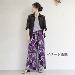 【アフリカ布】ワイドパンツ＊大胆な紫の花模様＊美しい大人柄✨