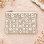 《18cmファスナー》インド刺繍リボンのフラットポーチ （送料無料 ギフト プチギフト プレゼント 贈り物 ポーチ）