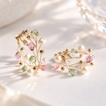 【受注製作】クリスマスカラー ♡  ボタニカルフープイヤリング/ピアス　結婚式　ブライダル　ウェディング　