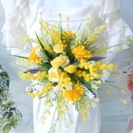 ◆ナチュラル！可愛いミモザのクラッチブーケ◆イエロー 花束フラワーアレンジ ウエディングブーケ 前撮り フォトウエディング *アートフラワー 造花