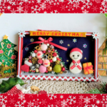 2021再販）雪だるまサンタさんクリスマスフレーム*クリスマスツリー＊羊毛フェルト
