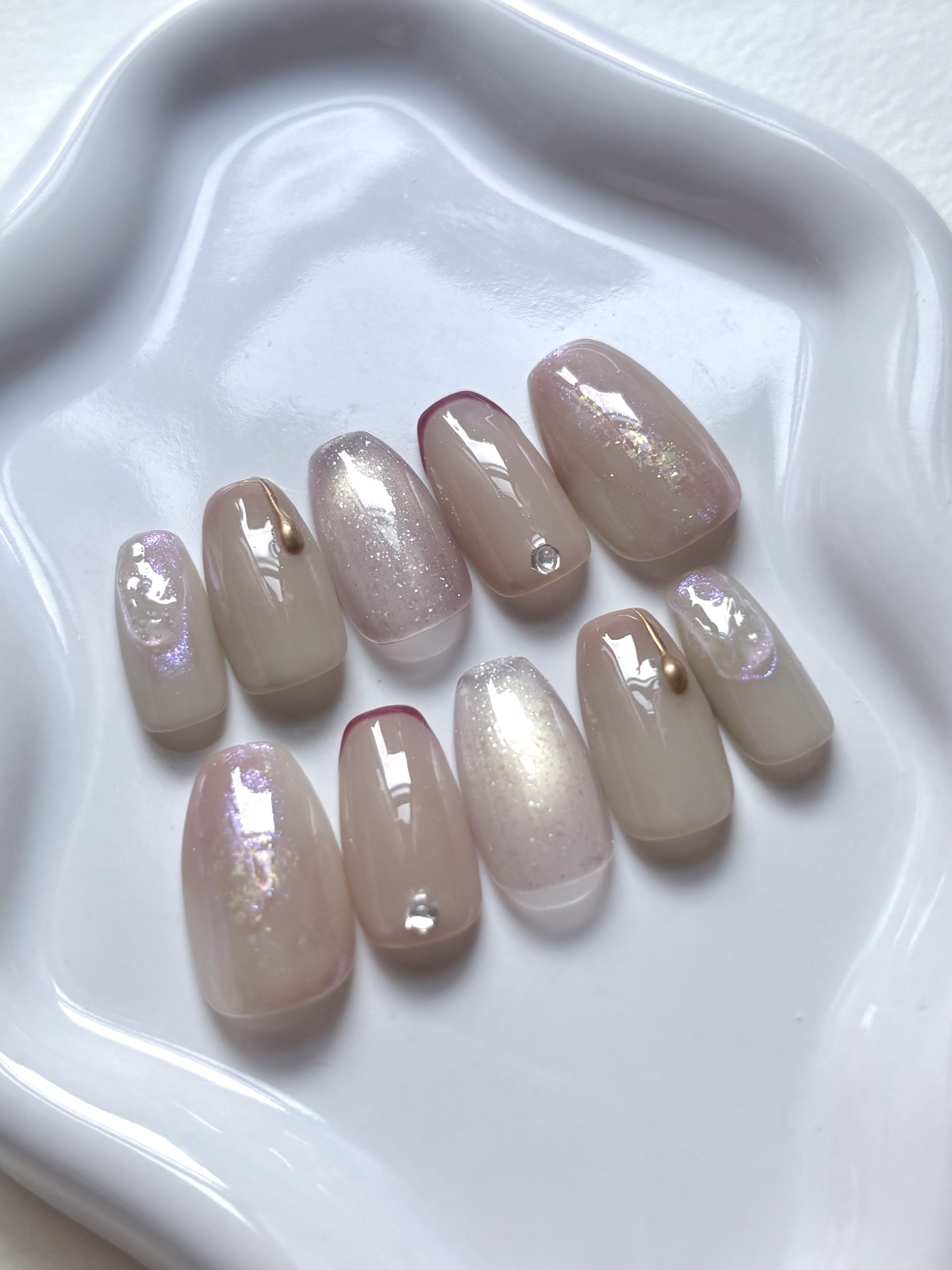 定額デザイン】no.04 ネイルチップ マグネットネイル フレンチ ピンク