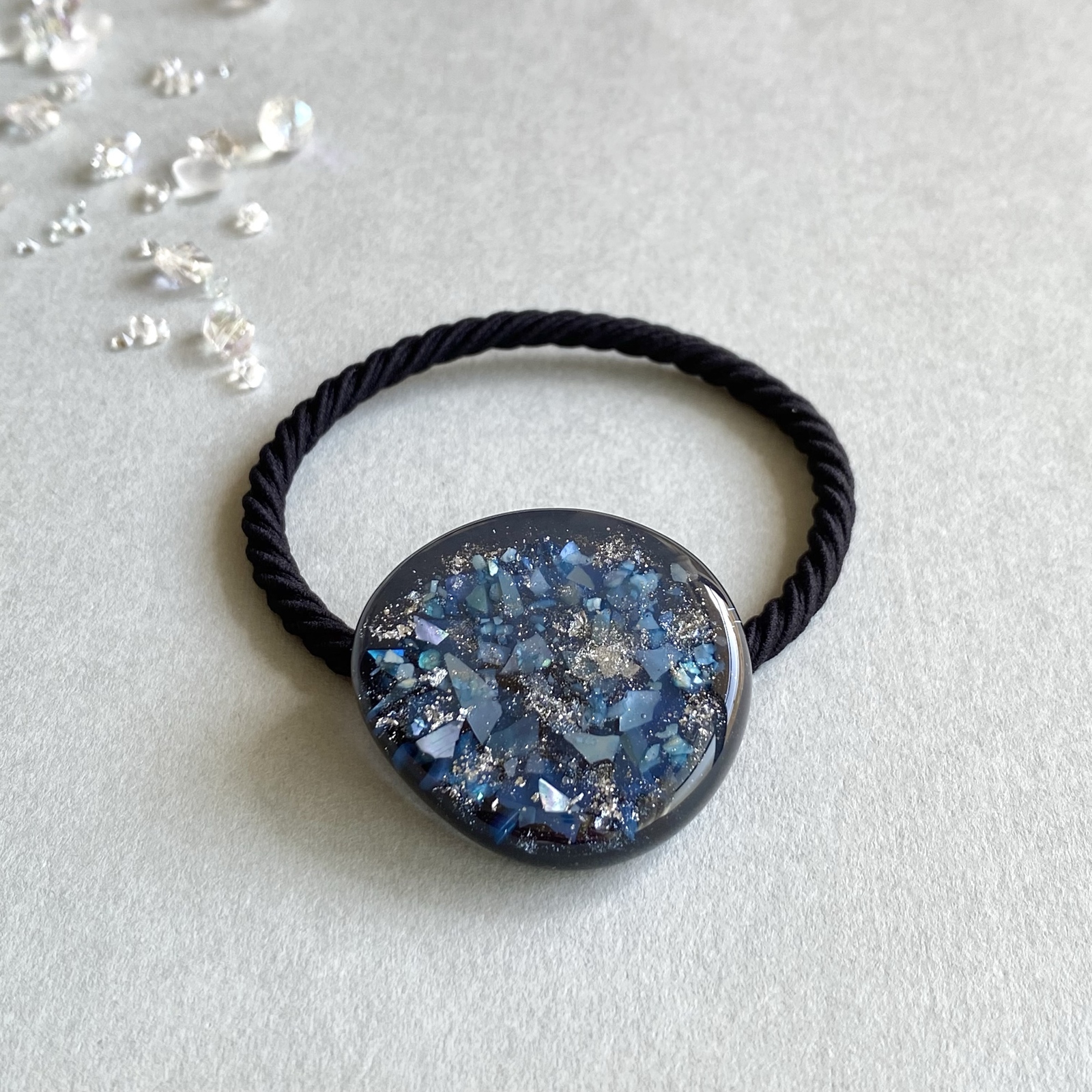 人魚の髪飾り ～ blue ～ ／ 不規則形 大人 レジン ヘアゴム （3.3㎝×3
