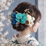 胡蝶蘭　ドライフラワー 　水引き　成人式髪飾り　結婚式髪飾り　卒業式髪飾り　成人式　卒業式　結婚式　成人式前撮り　前撮り　白無垢　振袖　袴　結婚式前撮り　水引アレンジ　