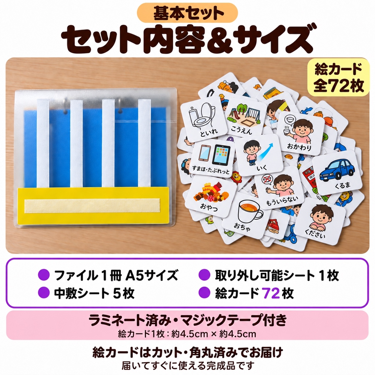 届いてすぐ使える】視覚支援 絵カード スターターセット 72枚 カット