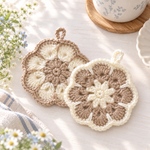 【４枚セット】フロルミエールフラワーアクリルたわし|エコたわし|キッチン雑貨