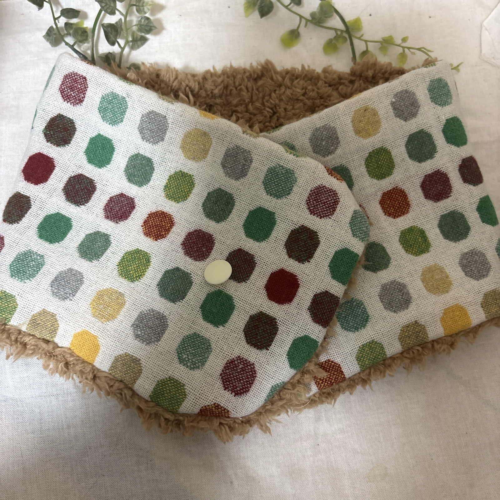 ✳︎ハンドメイド✳︎ふわふわネックウォーマーツイードミルクカラー