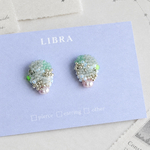 曇りのち晴れ　ビーズ刺繍　ピアス　イヤリング　淡水パール　刺繍