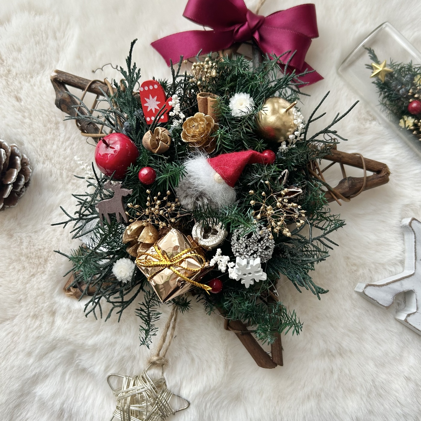 No．3星の形のクリスマスリース☆Merrychristmas クリスマスリース