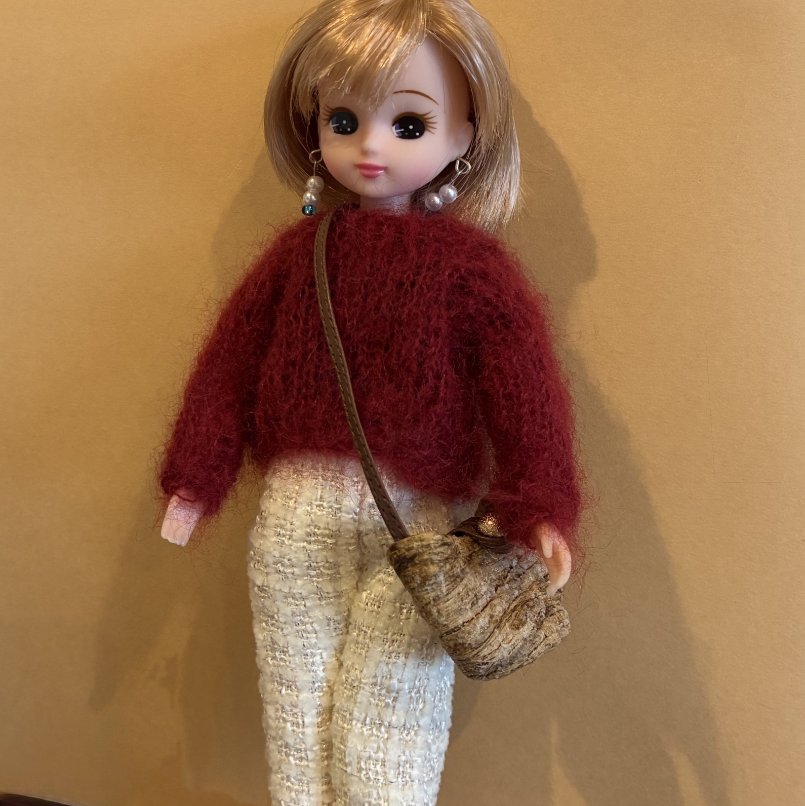 リカちゃん・22cmドール服】スーパーキッドモヘアのふわふわ手編み