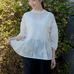 20　チュール・レースペプラムblouse 「オフホワイト」