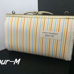 Ｗファスナー　20㎝　カン付き　がま口　イエロー系　ストライプ