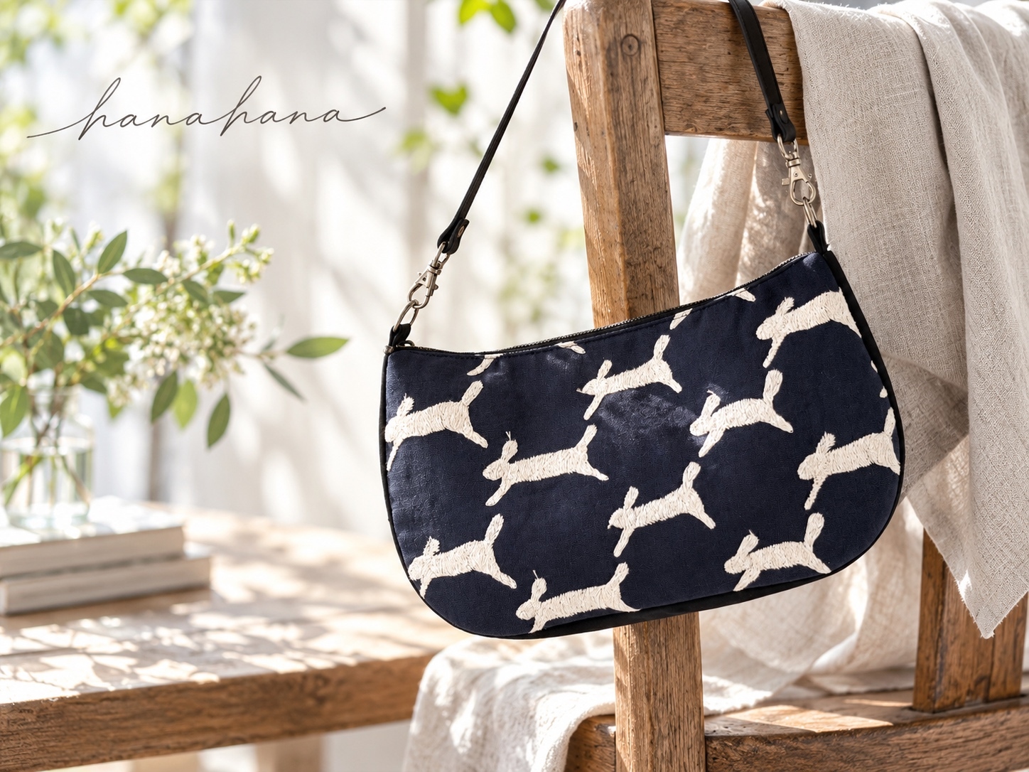 外ポケット⚮̈ミナペルホネン runrunrun navy × choucho