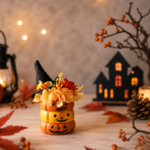 おちゃめなハロウィンズ【3パンプキンズ】カボチャ　パンプキン　かわいいハロウィン　フラワーアレンジ　ドライフラワー　プリザーブドフラワー　秋インテリア　ギフト