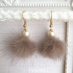 ミンクファーのパールピアス/イヤリング