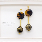 BEKKO×vintage＊ヴィンテージ・アンティークピアス＊ゴールド×ブラック