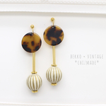 BEKKO×vintage＊ヴィンテージ・アンティークピアス＊ゴールド×ホワイト