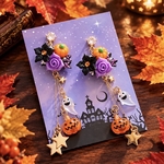 ラスト❣️ 再販未定❣️ハロウィン 🎃👻🍭🍬💜ハロウィーン🎃👻🍭🍬💜パンプキン 🎃オバケ ( ᜊ*ˊ˘ˋ)ᜊ薔薇 🌹✨レディース 💄✨ハンドメイド ピアス イヤリング レディースアクセサリー