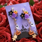 大人気❣️ハロウィン 🎃👻🍭🍬💜パンプキン 🎃オバケ ( ᜊ*ˊ˘ˋ)ᜊ ゴースト👻 ✨️薔薇 🌹✨️ハンドメイド ピアス イヤリング レディースアクセサリー