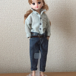  ボーイフレンドデニム&シャツリカちゃんサイズ（ブルー系）