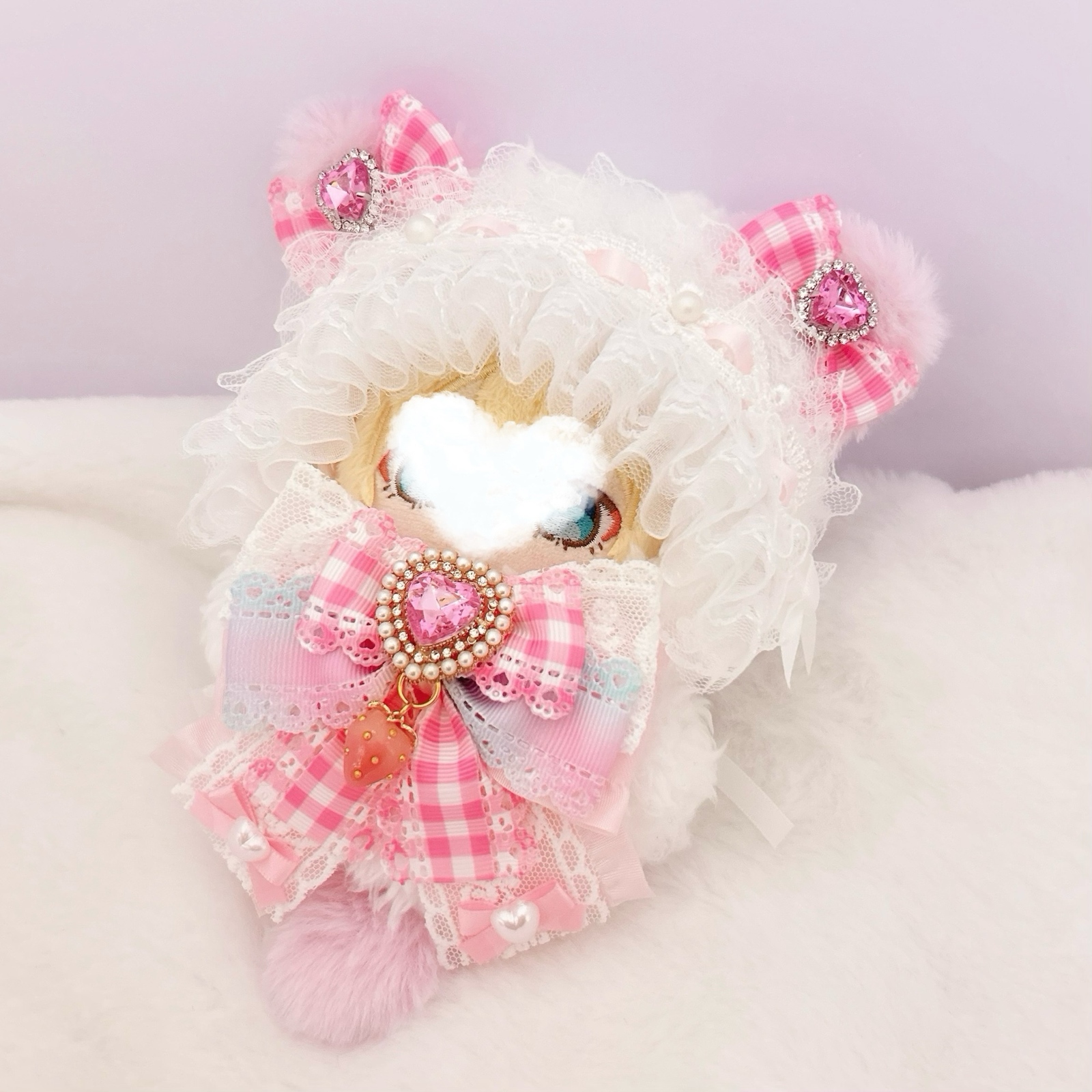 ぬい服 着ぐるみ ねこ 水色 いちご 12cm - mariepink | minne byGMO