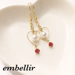 送料無料 ♡ cute☆ピンクストーンの ハートピアス ♡