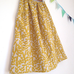 ＊北欧風ブランチ柄♪綿麻ティアードスカート(yellow)＊