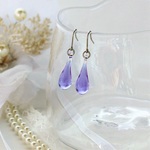 ガラスのしずくピアス(ミニロング) Lavender