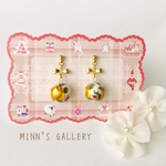 リボンチャームが可愛い♡花柄ピアス《冬》