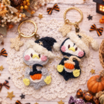 ハロウィンのペンギンさん♫ 魔女とかぼちゃのあみぐるみキーホルダー / バッグチャーム☆送料無料
