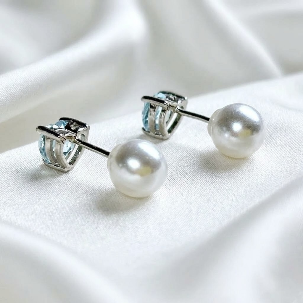 宝石質】ブルートパーズ🩵ハート形✨パールキャッチ✨Jewelry天然石